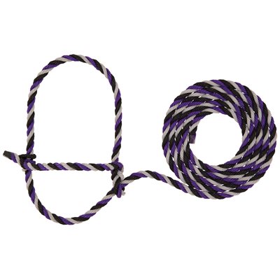 Weaver Cattle Rope Halter - Purple, Black & Gray