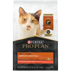 Pro Plan Adult Complete Essentials Shredded Blend Salmon & Rice Formula Dry Cat Food