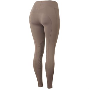 Horze Ladies Alyssa High Waist UV Pro Knee Patch Tights - Iron Grey Brown
