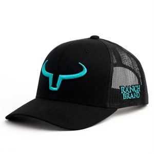 Ranch Brand kid's Rancher cap - Black with turquoise logo
