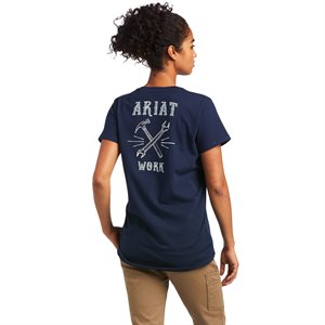 Ariat Ladies Rebar Cotton Strong Wrench Graphic Work T-Shirt - Navy Eclipse