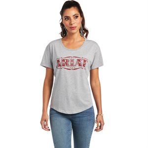 Ariat Ladies Bandana Logo Western T-Shirt - Heather Grey