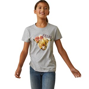 Ariat Kid's Highlander Rose Western T-Shirt - Heather Grey