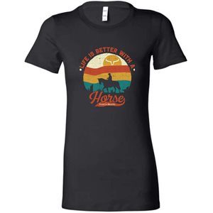 Ranch Brand Ladies Better With Horse Western T-Shirt - Black
