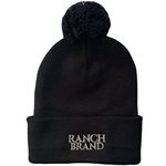 Ranch Brand Acrylic Pompom Beanie - Black & Silver